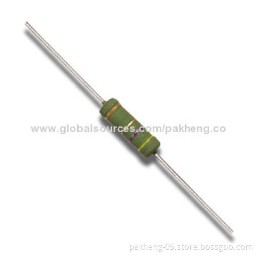 Metal Oxide Film Resistor with 1/8 to 5W Power, Flameproof Coating and Overload Stability